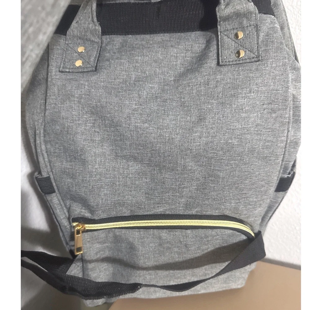AFBP Grey Diaper Bag Breast‎ Pump Insulated Backpack Pockets Multi-Function